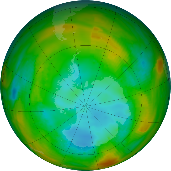 Antarctic ozone map for 10 August 1981